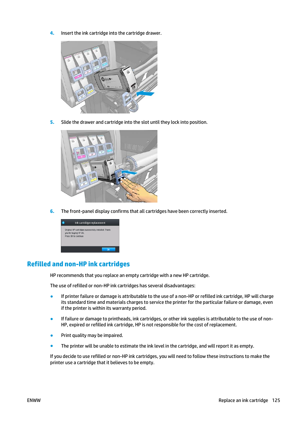 Refilled and non-hp ink cartridges | HP Latex 360 Printer User Manual | Page 131 / 184