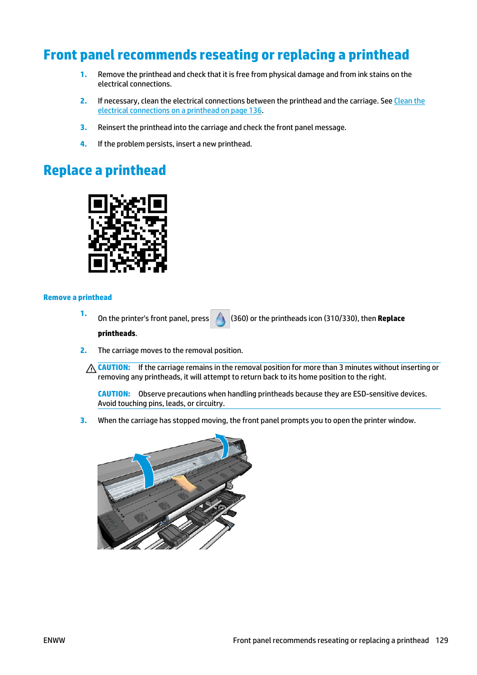 Replace a printhead, D (see, Replace a | Ds. see | HP Latex 360 Printer User Manual | Page 135 / 184