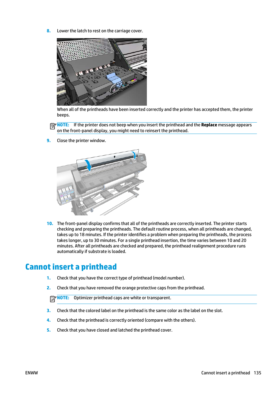 Cannot insert a printhead | HP Latex 360 Printer User Manual | Page 141 / 184