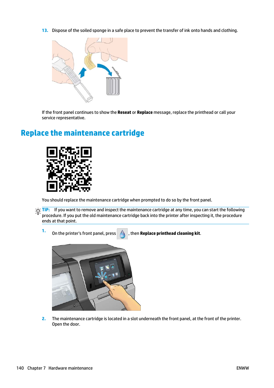 Replace the maintenance cartridge | HP Latex 360 Printer User Manual | Page 146 / 184