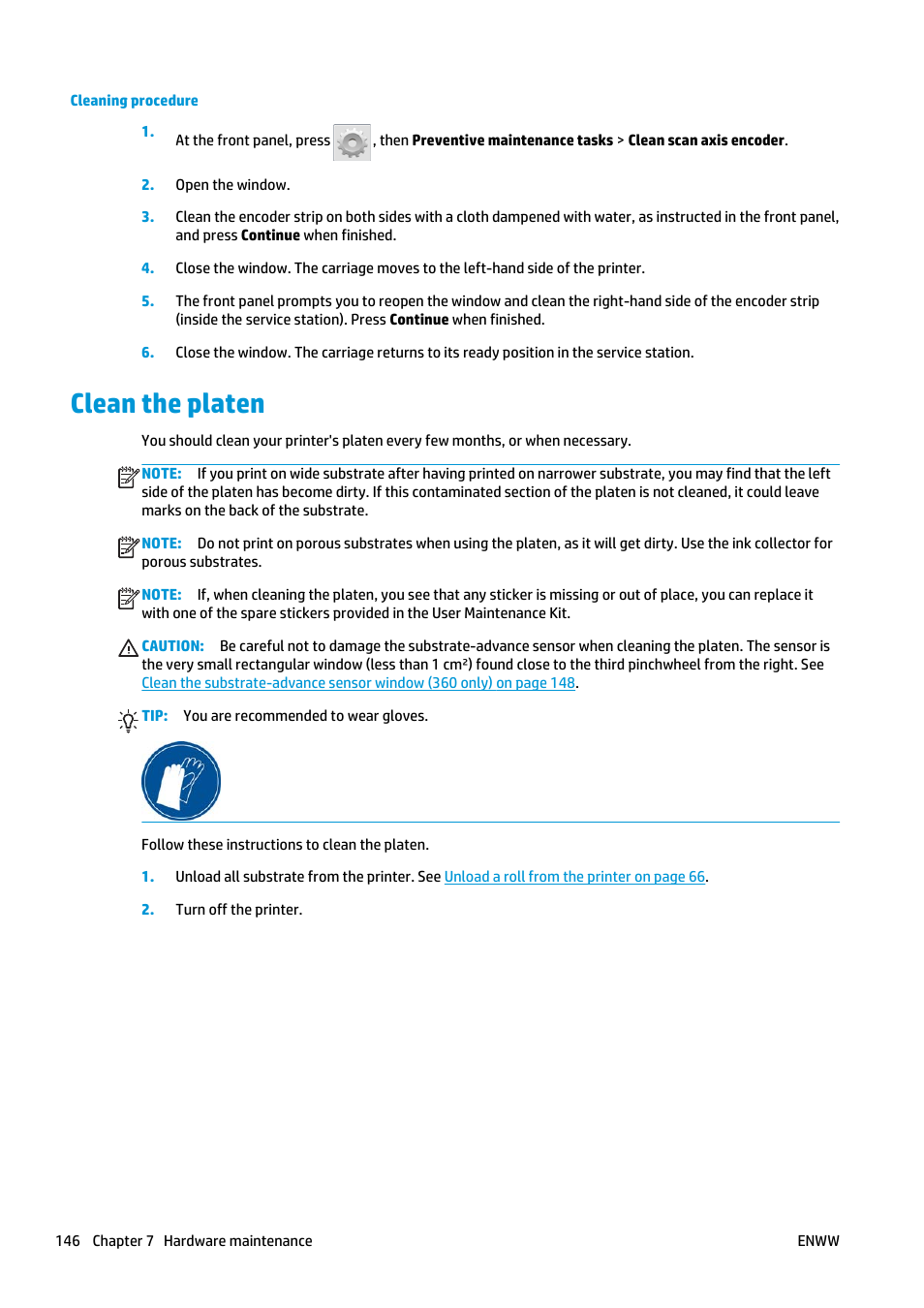 Clean the platen | HP Latex 360 Printer User Manual | Page 152 / 184