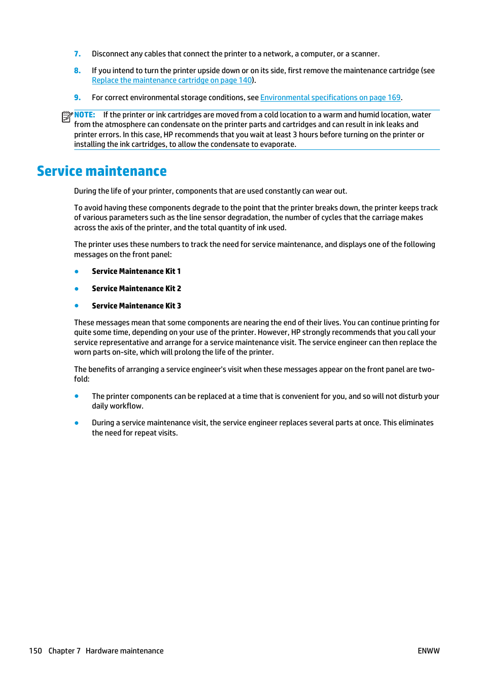 Service maintenance | HP Latex 360 Printer User Manual | Page 156 / 184
