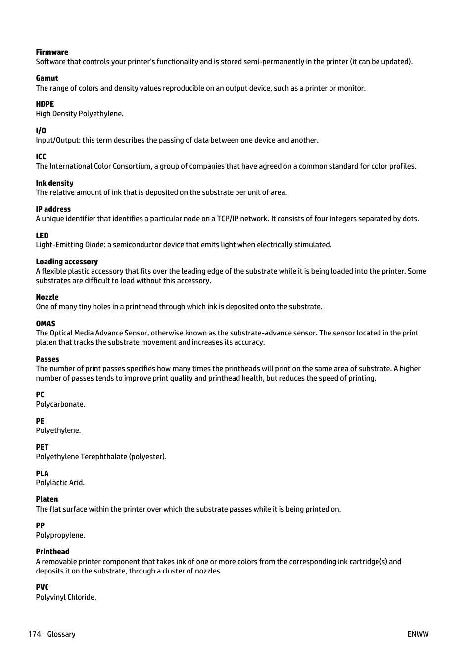HP Latex 360 Printer User Manual | Page 180 / 184
