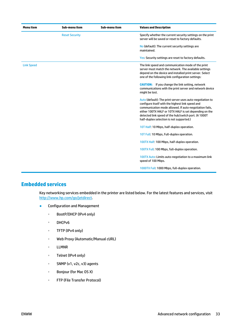 Embedded services | HP Latex 360 Printer User Manual | Page 39 / 184