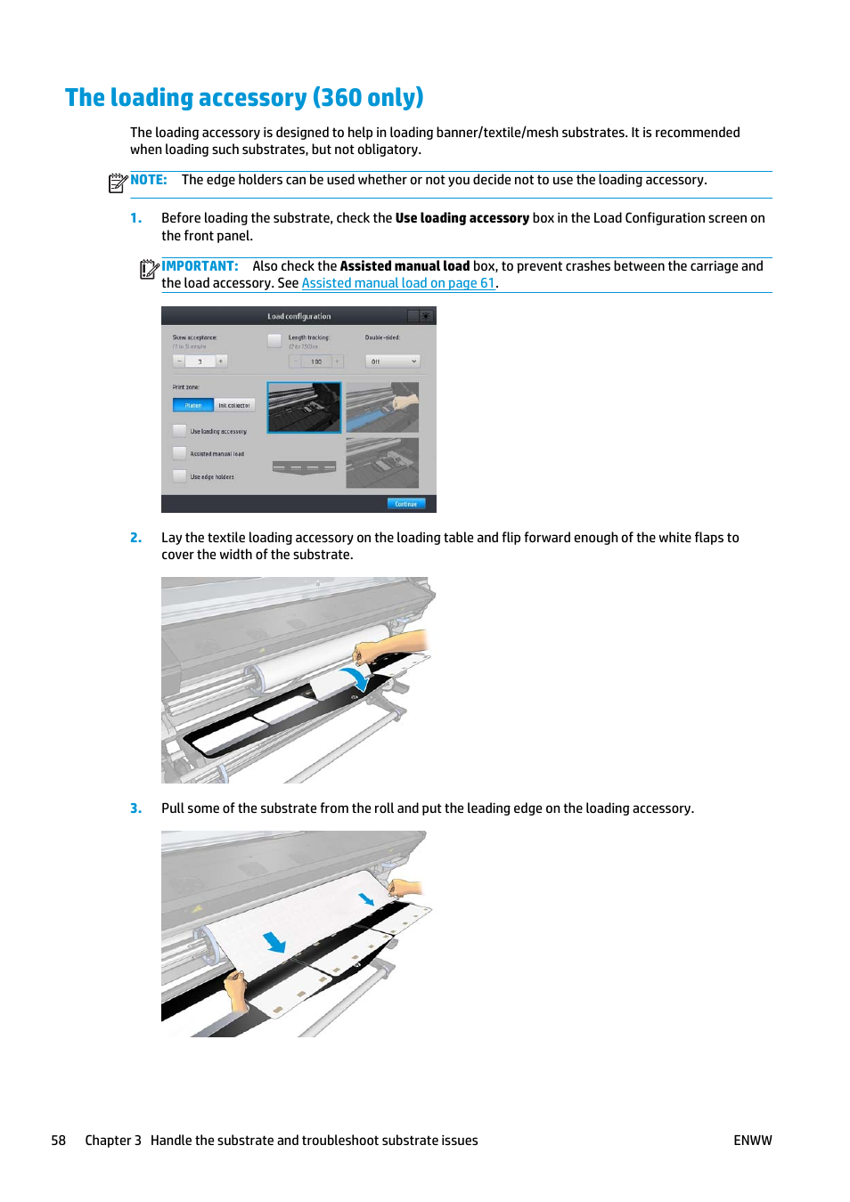 The loading accessory (360 only) | HP Latex 360 Printer User Manual | Page 64 / 184