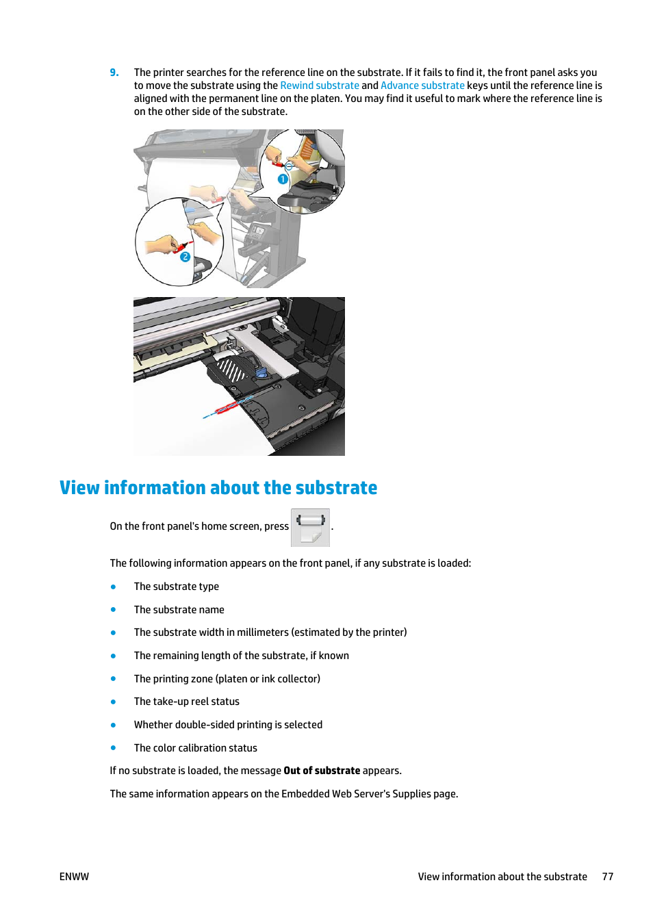View information about the substrate | HP Latex 360 Printer User Manual | Page 83 / 184