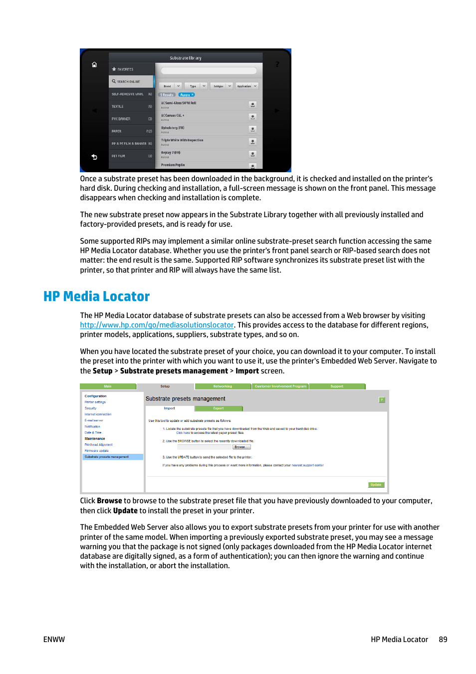 Hp media locator | HP Latex 360 Printer User Manual | Page 95 / 184