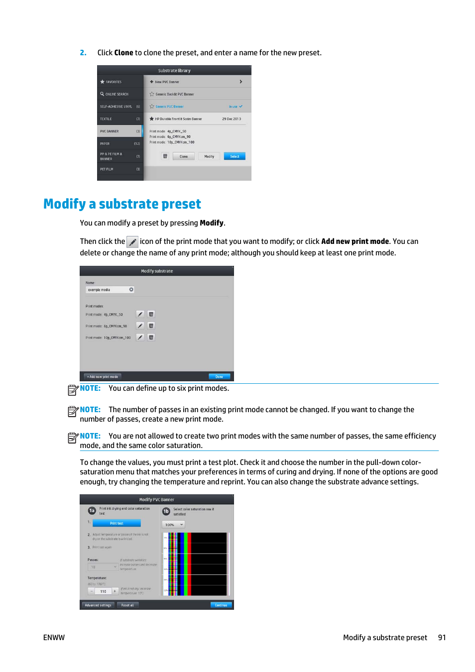 Modify a substrate preset | HP Latex 360 Printer User Manual | Page 97 / 184