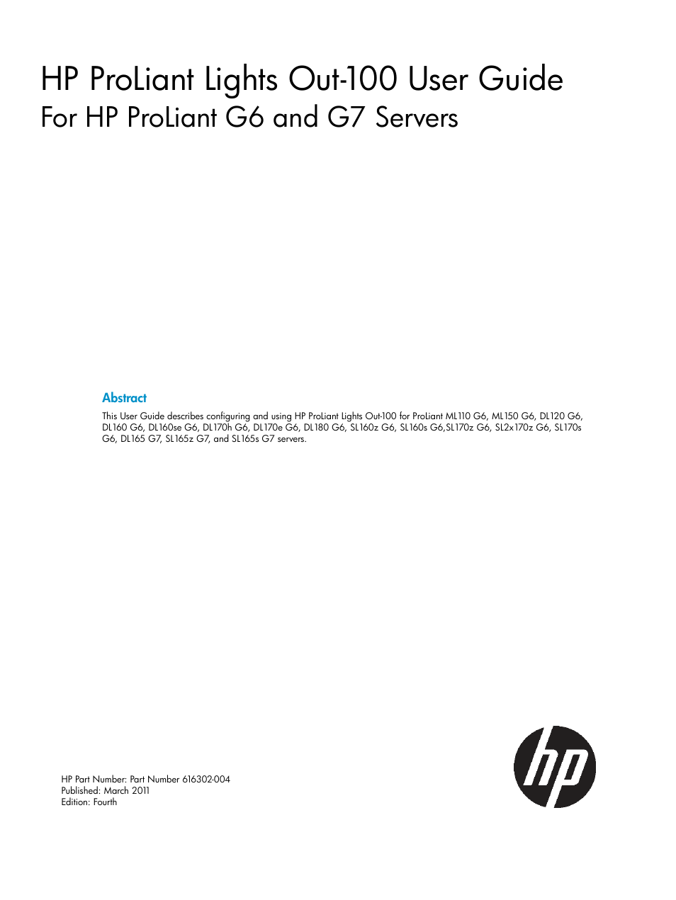 HP ProLiant SL2x170z G6 Server User Manual | 60 pages