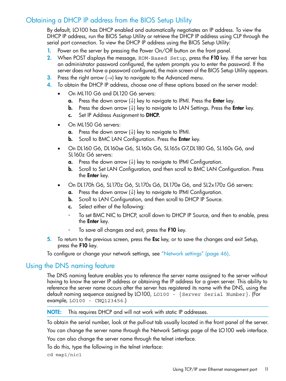 Using the dns naming feature | HP ProLiant SL2x170z G6 Server User Manual | Page 11 / 60