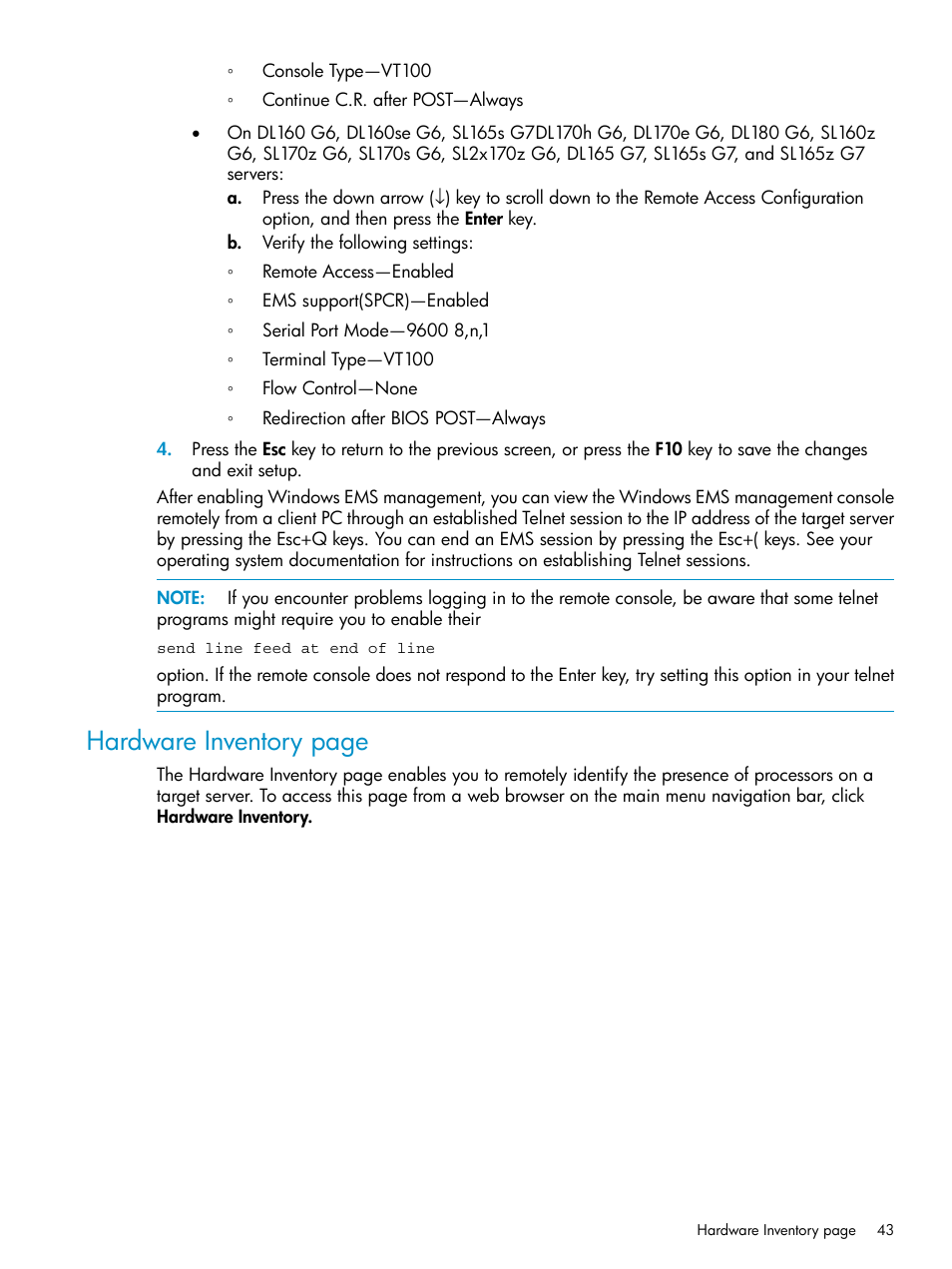 Hardware inventory page | HP ProLiant SL2x170z G6 Server User Manual | Page 43 / 60