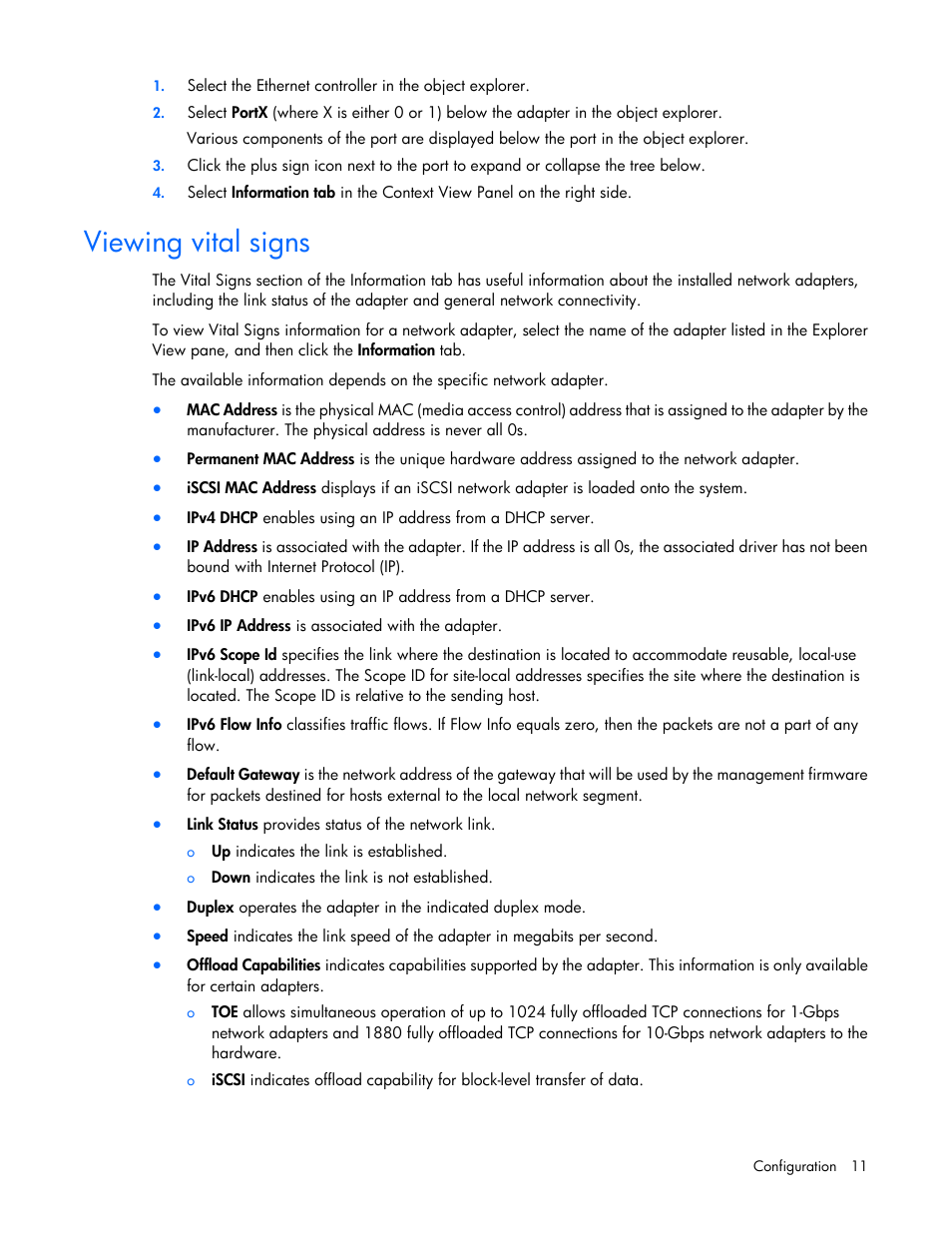 Viewing vital signs | HP FlexFabric 10Gb 2-port 534M Adapter User Manual | Page 11 / 22