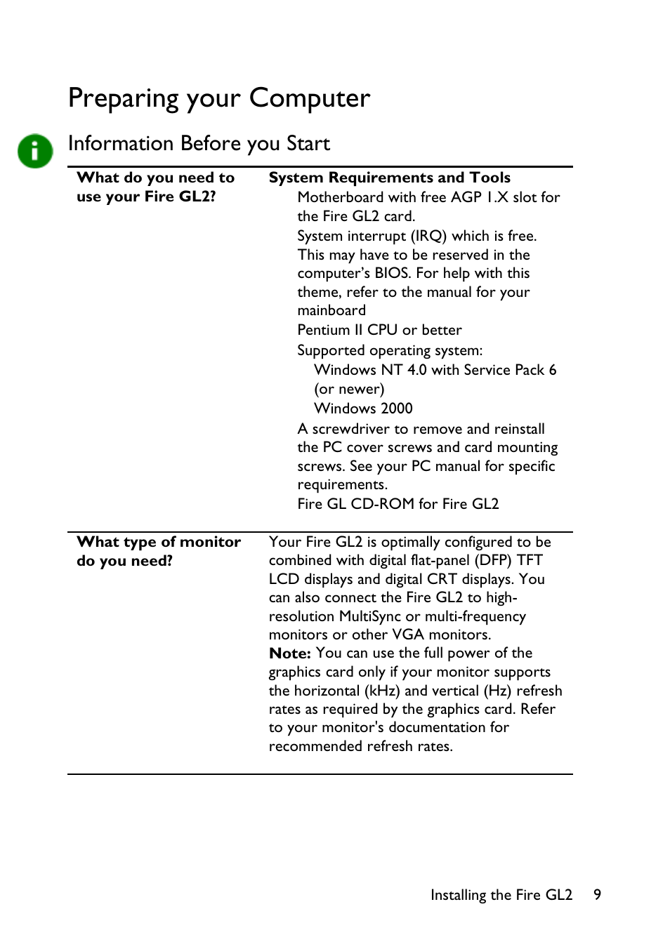 Preparing your computer, Information before you start | HP Workstation x1100 User Manual | Page 12 / 52