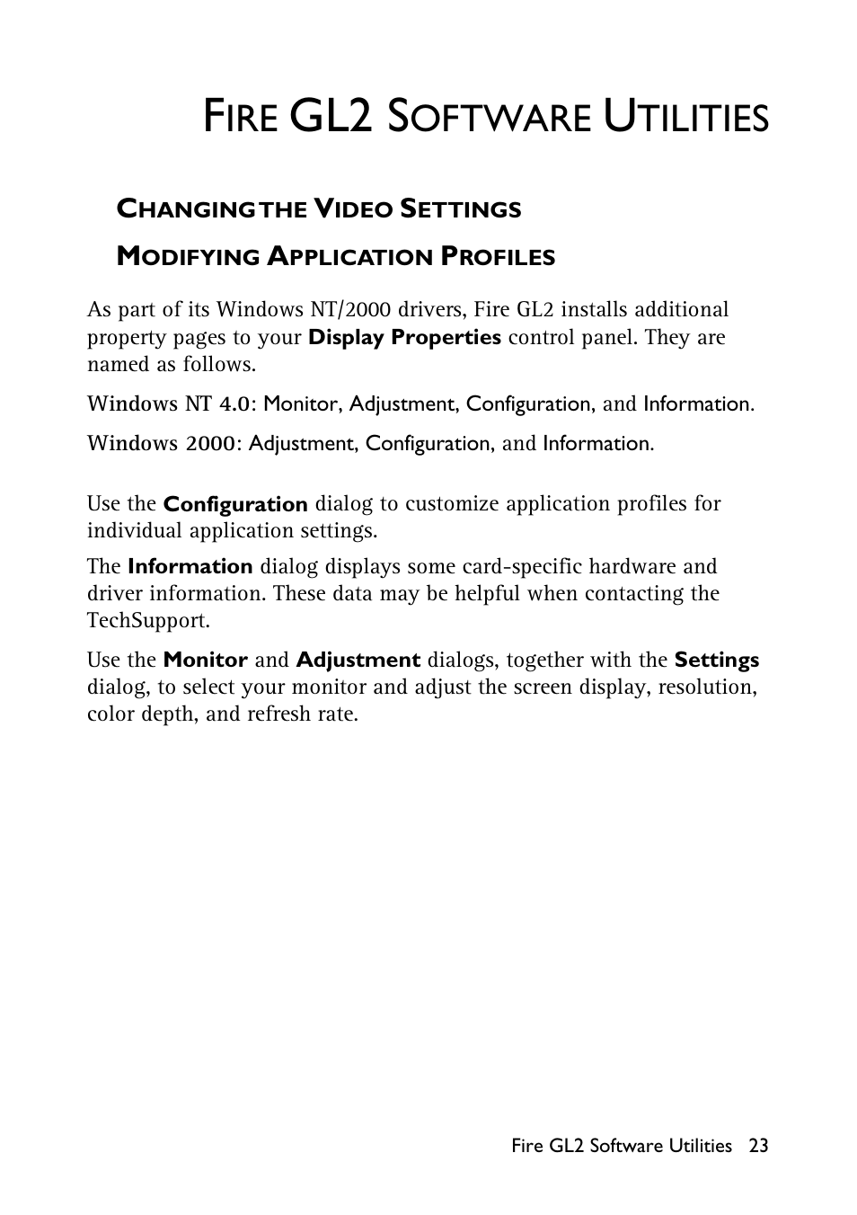 Fire gl2 software utilities, Gl2 s, Oftware | Tilities | HP Workstation x1100 User Manual | Page 26 / 52
