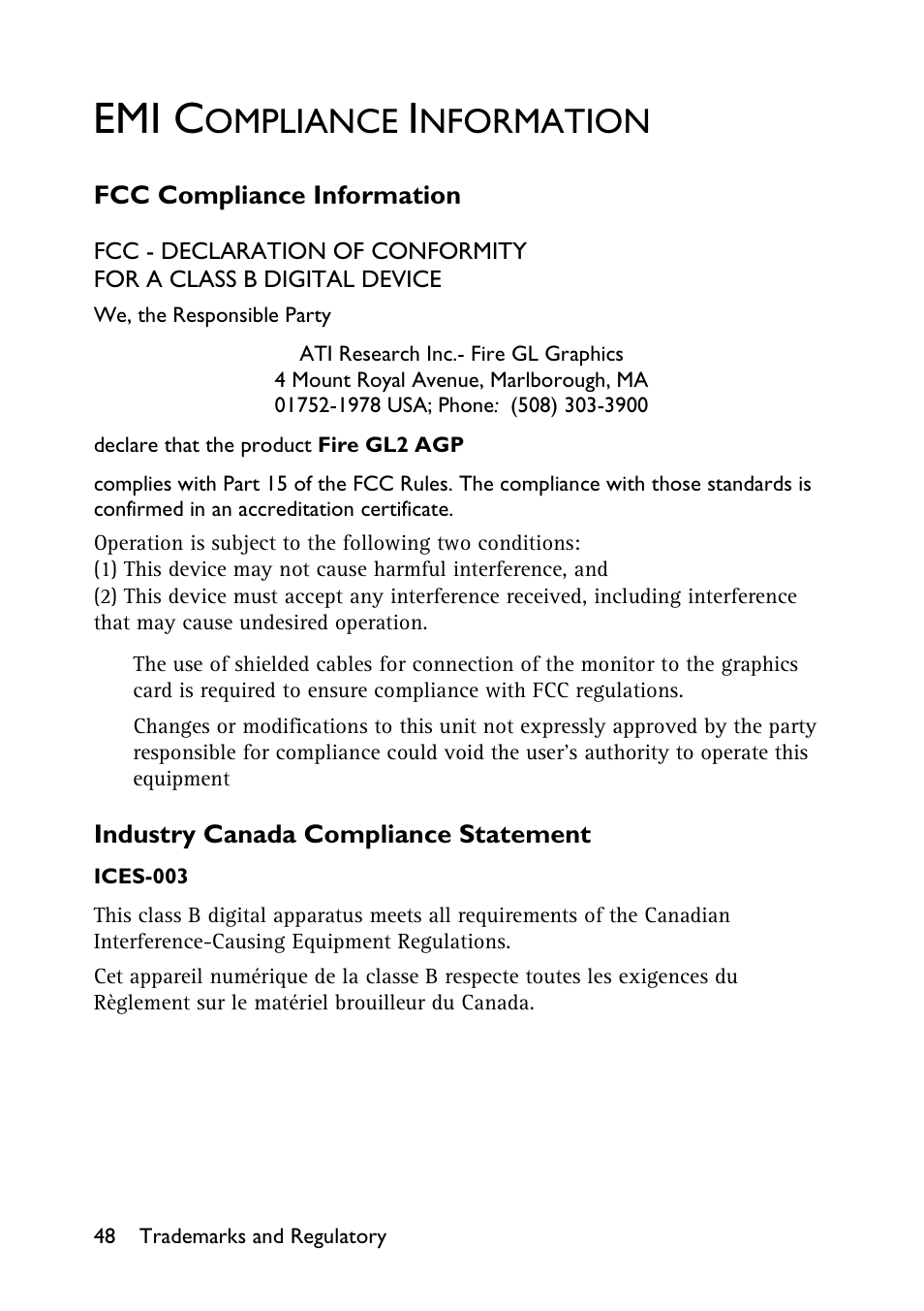 Emi compliance information, Ompliance, Nformation | Emi c | HP Workstation x1100 User Manual | Page 51 / 52