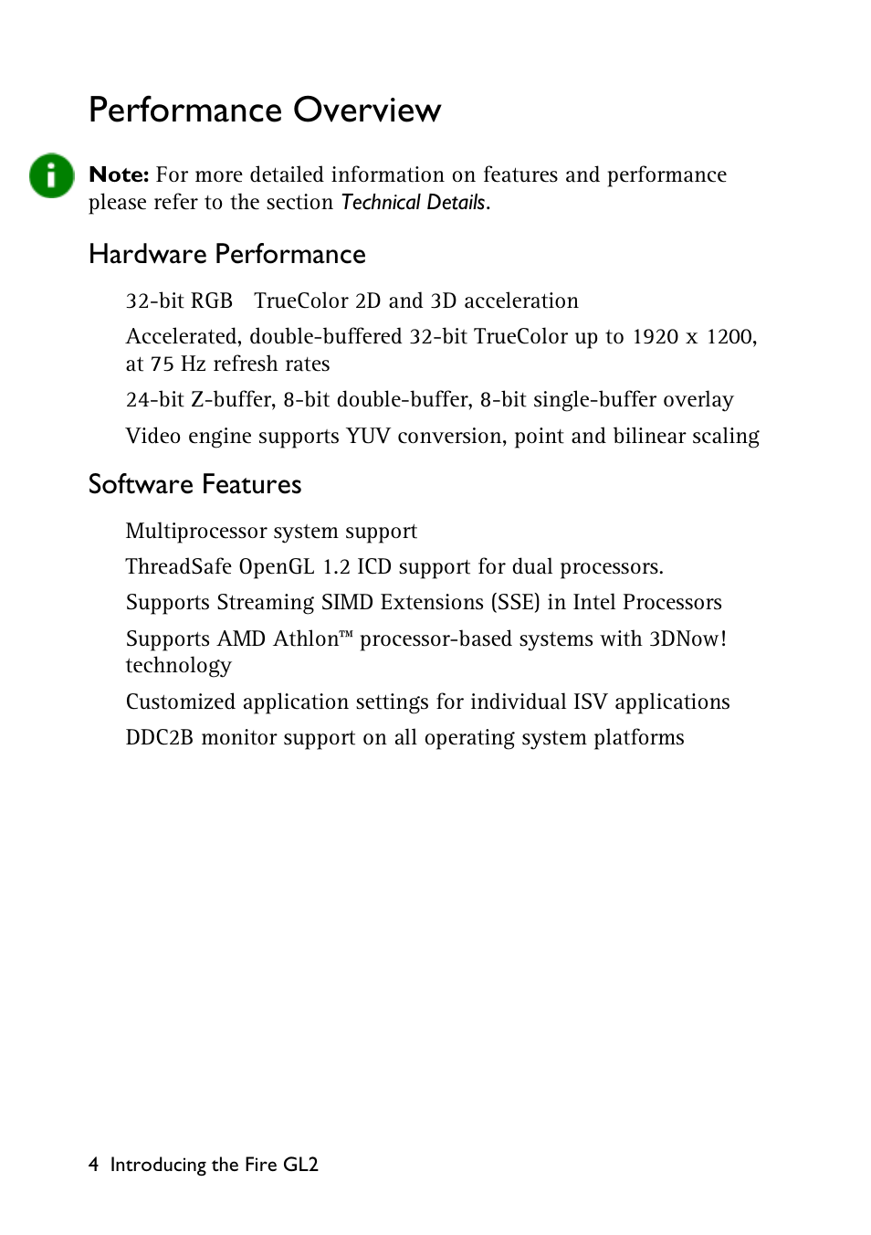 Performance overview, Hardware performance, Software features | HP Workstation x1100 User Manual | Page 7 / 52