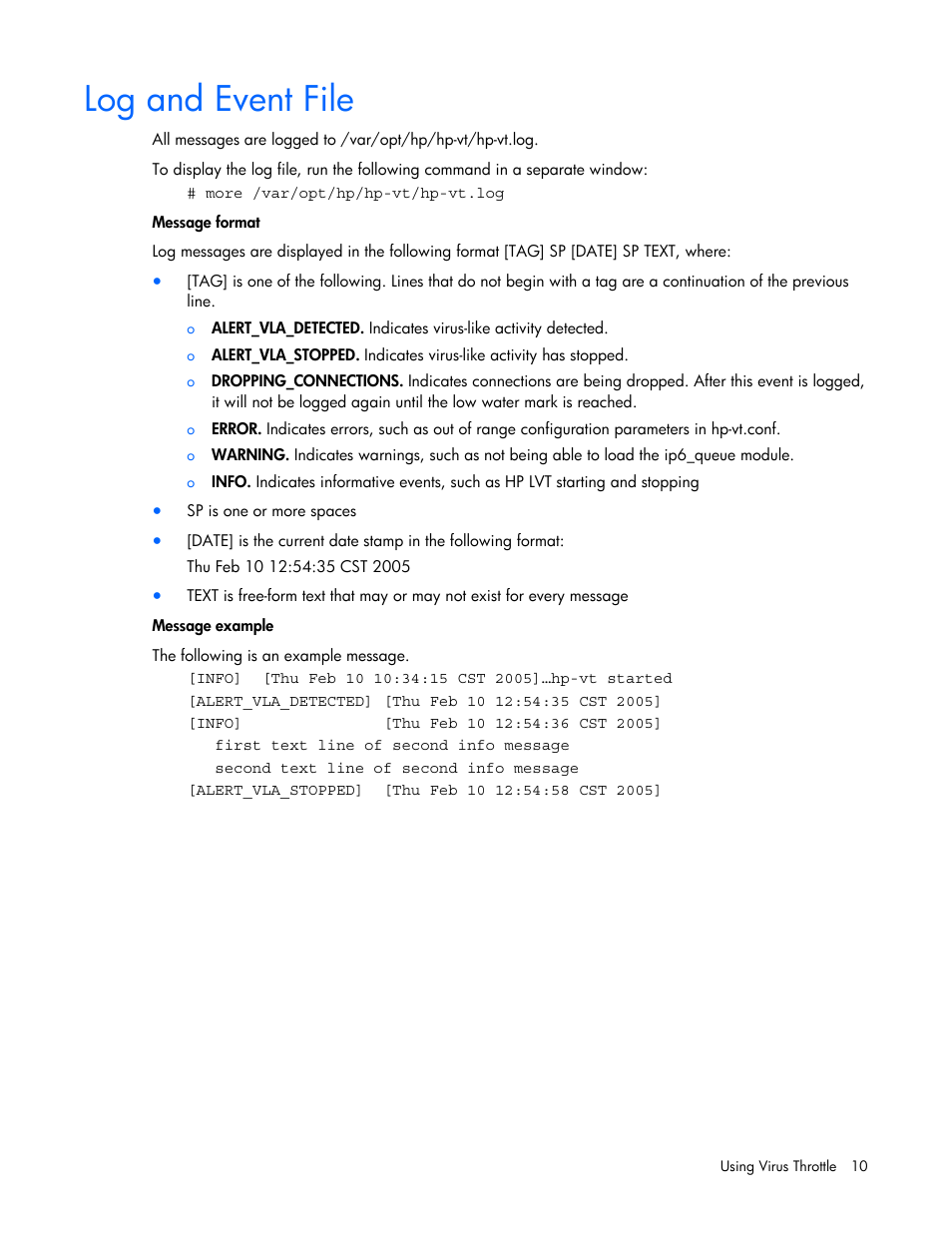 Log and event file | HP NC370F PCI-X Multifunction Gigabit Server Adapter User Manual | Page 10 / 16