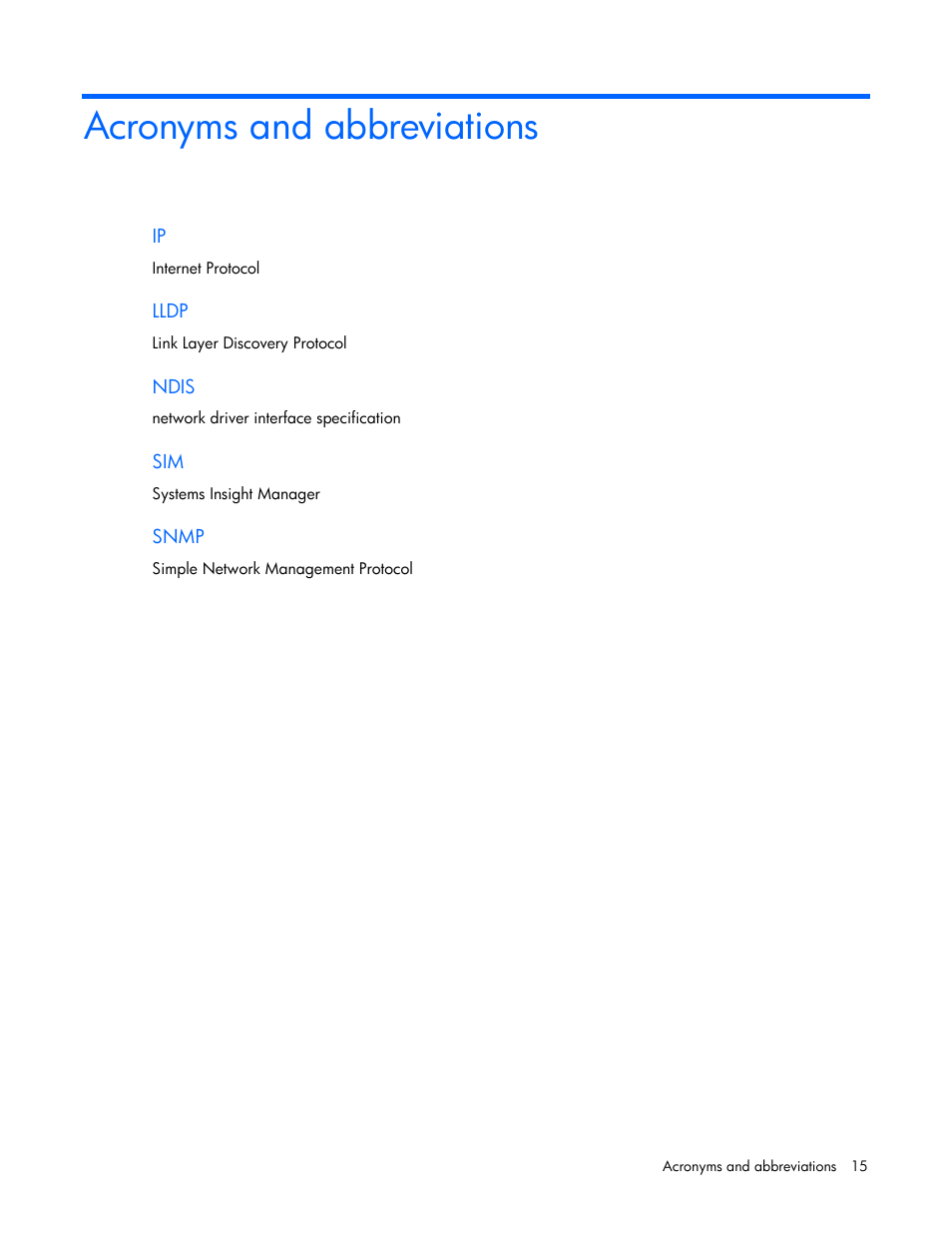 Acronyms and abbreviations | HP NC370F PCI-X Multifunction Gigabit Server Adapter User Manual | Page 15 / 16