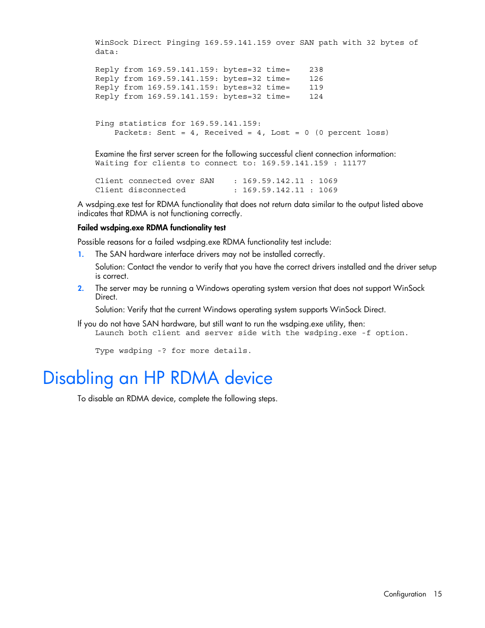 Disabling an hp rdma device | HP BladeSystem Dual NC370i Multifunction Network Adapter User Manual | Page 15 / 23