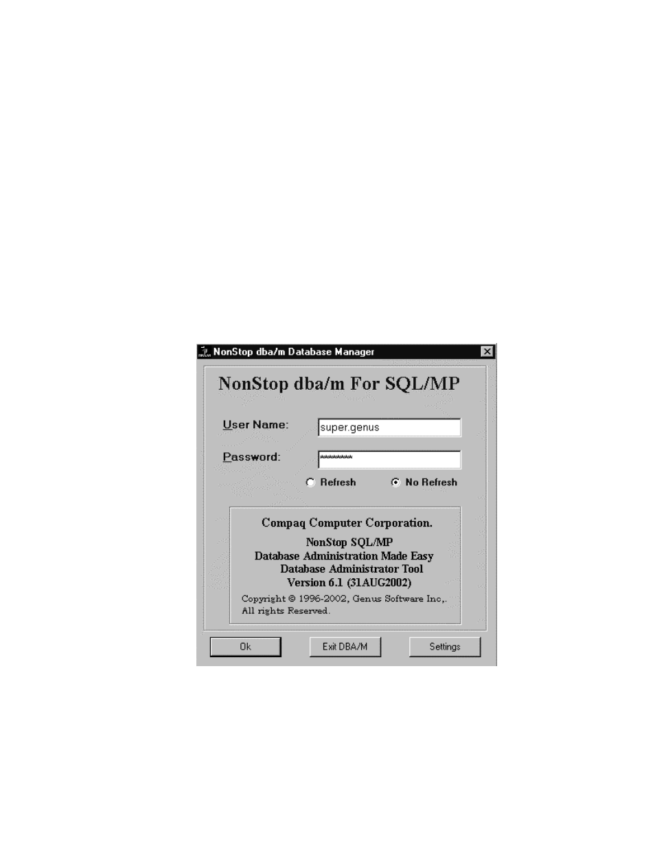 Chapter 1, Chapter 1. invoking dba/m database manager, Logging on | HP NonStop G-Series User Manual | Page 20 / 263