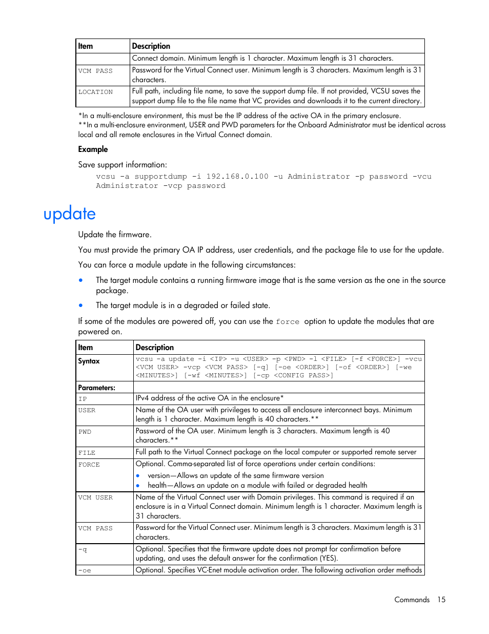 Update | HP Virtual Connect 8Gb 24-port Fibre Channel Module for c-Class BladeSystem User Manual | Page 15 / 32