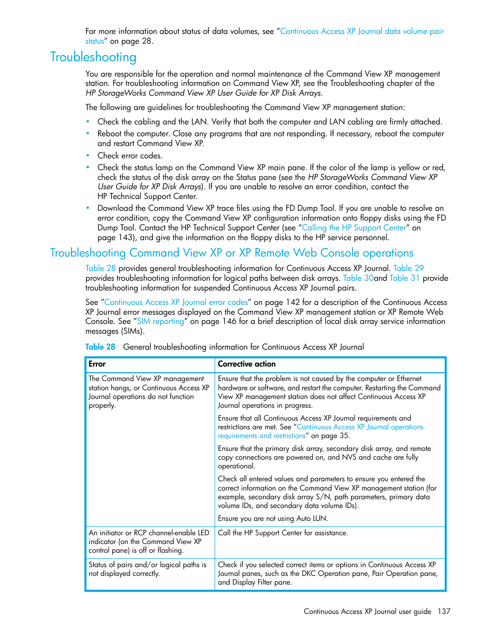 Troubleshooting | HP StorageWorks XP Remote Web Console Software User Manual | Page 137 / 154