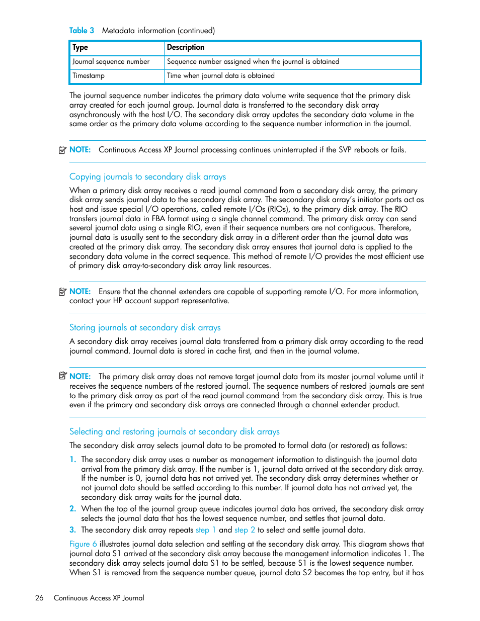 Copying journals to secondary disk arrays, Storing journals at secondary disk arrays | HP StorageWorks XP Remote Web Console Software User Manual | Page 26 / 154