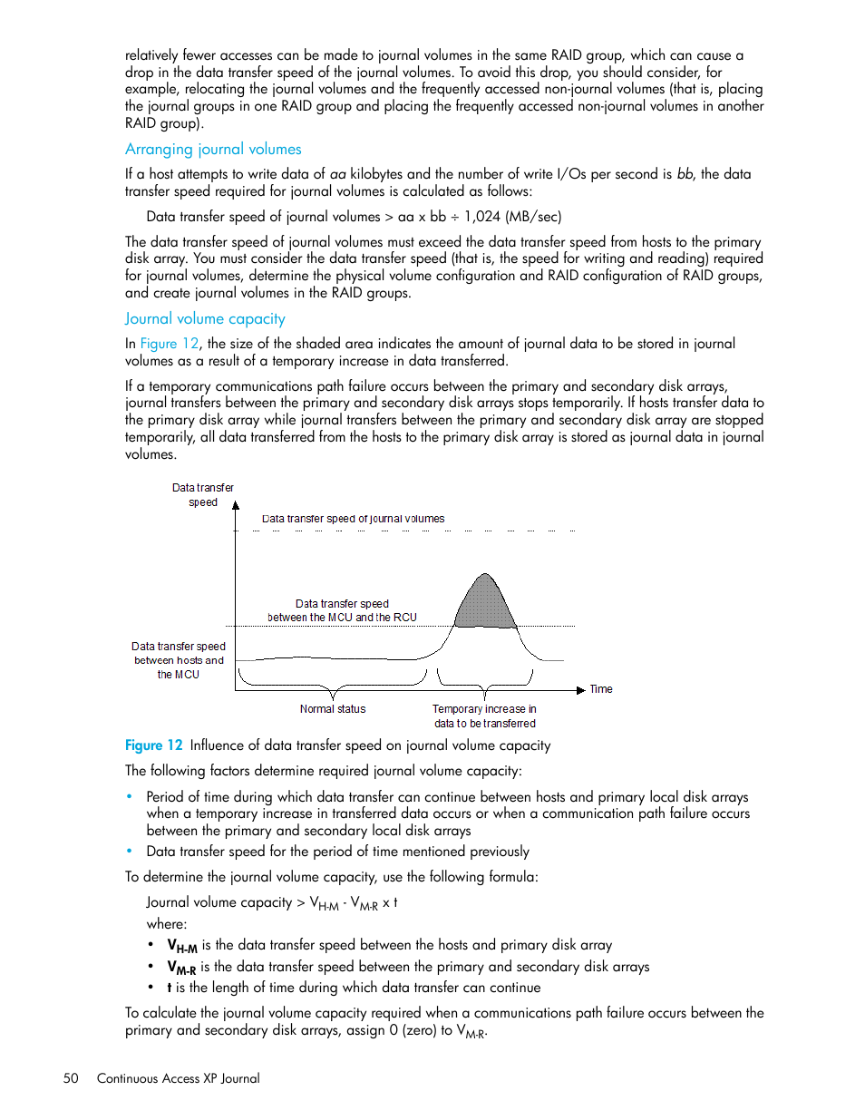 Arranging journal volumes, Journal volume capacity | HP StorageWorks XP Remote Web Console Software User Manual | Page 50 / 154