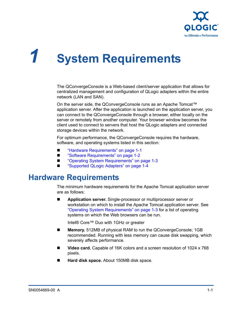 1 system requirements, Hardware requirements, System requirements | Section 1, List | HP 4Gb PCIe Host Bus Adapter User Manual | Page 11 / 44