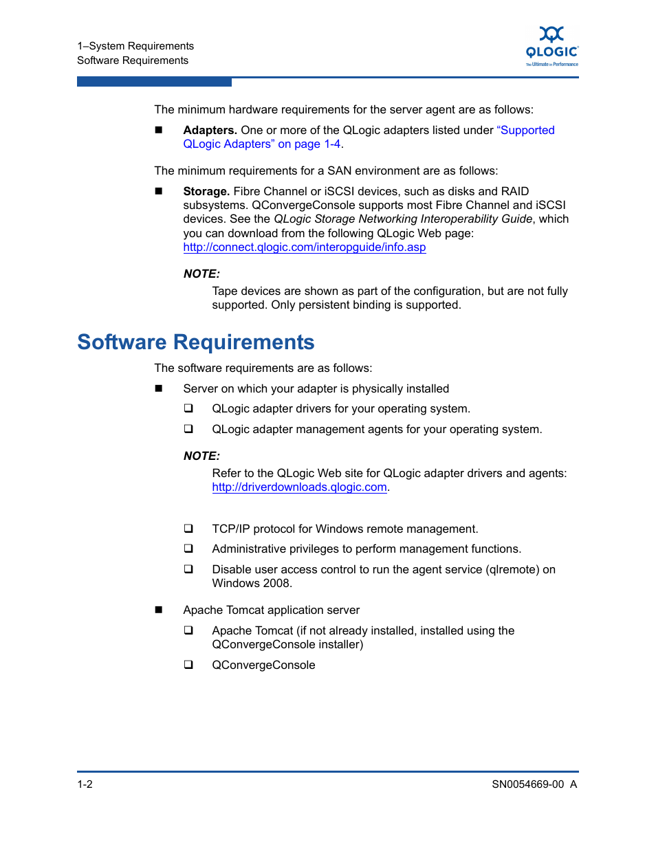 Software requirements | HP 4Gb PCIe Host Bus Adapter User Manual | Page 12 / 44