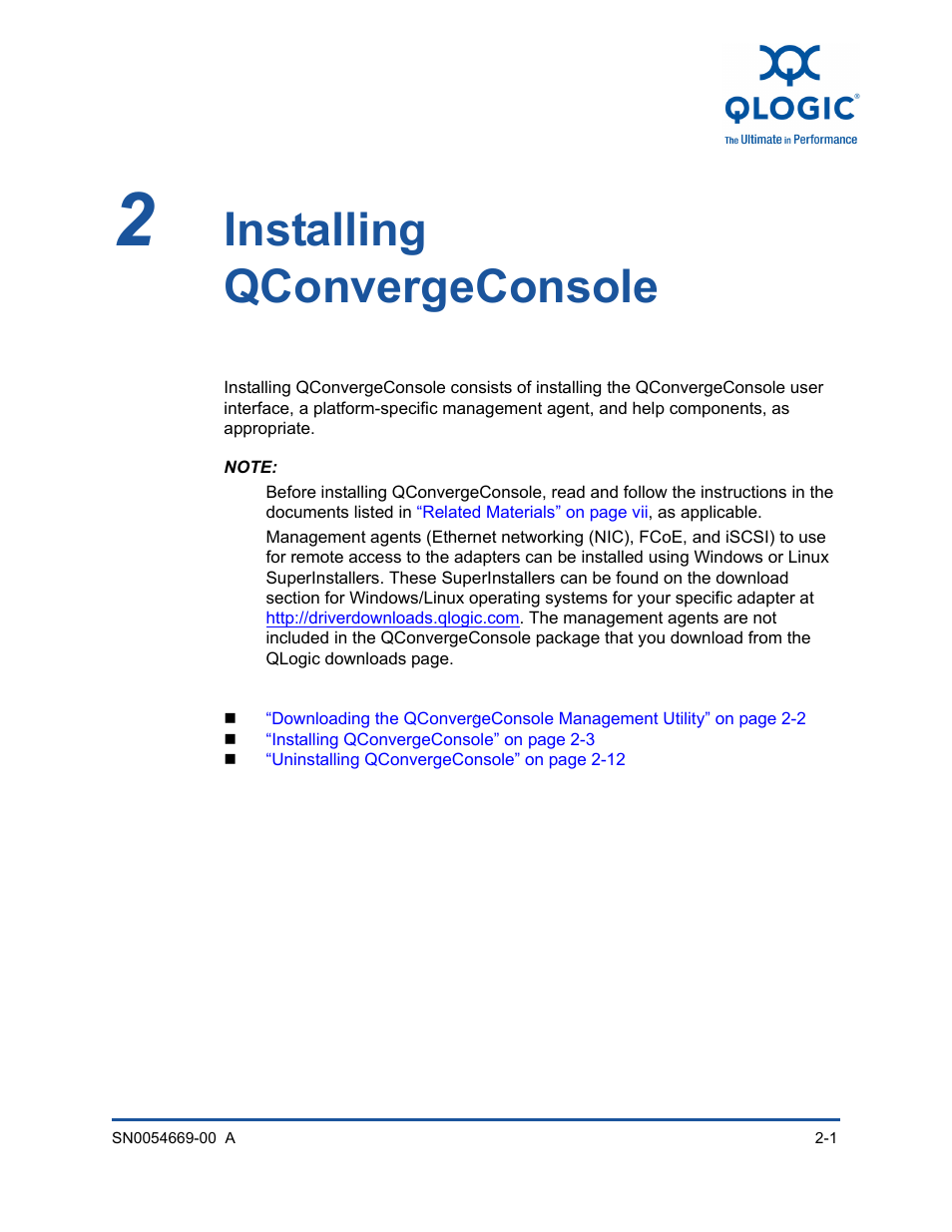 2 installing qconvergeconsole, Installing qconvergeconsole, Section 2 | HP 4Gb PCIe Host Bus Adapter User Manual | Page 15 / 44