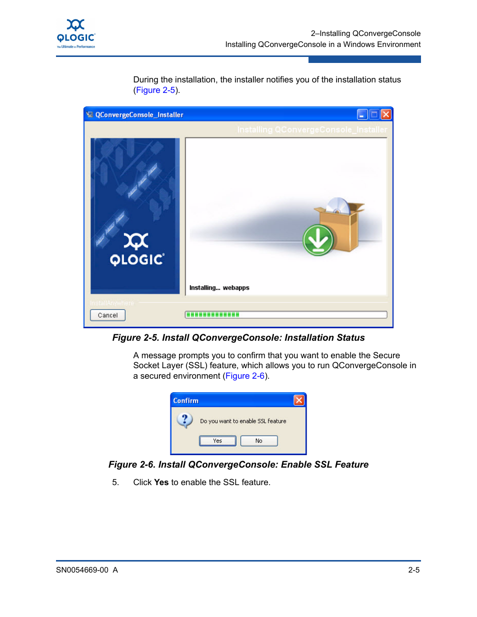 Install qconvergeconsole: installation status, Install qconvergeconsole: enable ssl feature | HP 4Gb PCIe Host Bus Adapter User Manual | Page 19 / 44