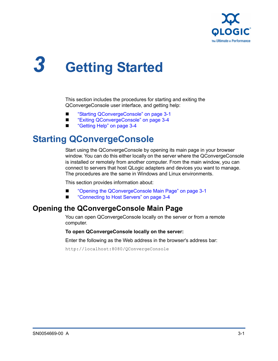 3 getting started, Starting qconvergeconsole, Getting started | Section 3 | HP 4Gb PCIe Host Bus Adapter User Manual | Page 37 / 44