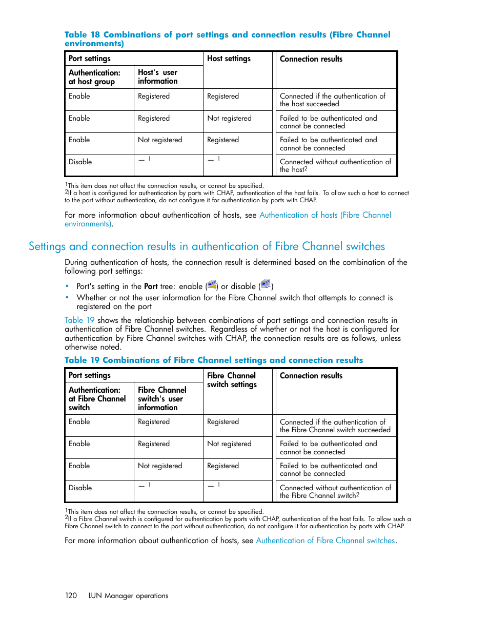 Table 18 | HP StorageWorks XP10000 Disk Array User Manual | Page 120 / 220