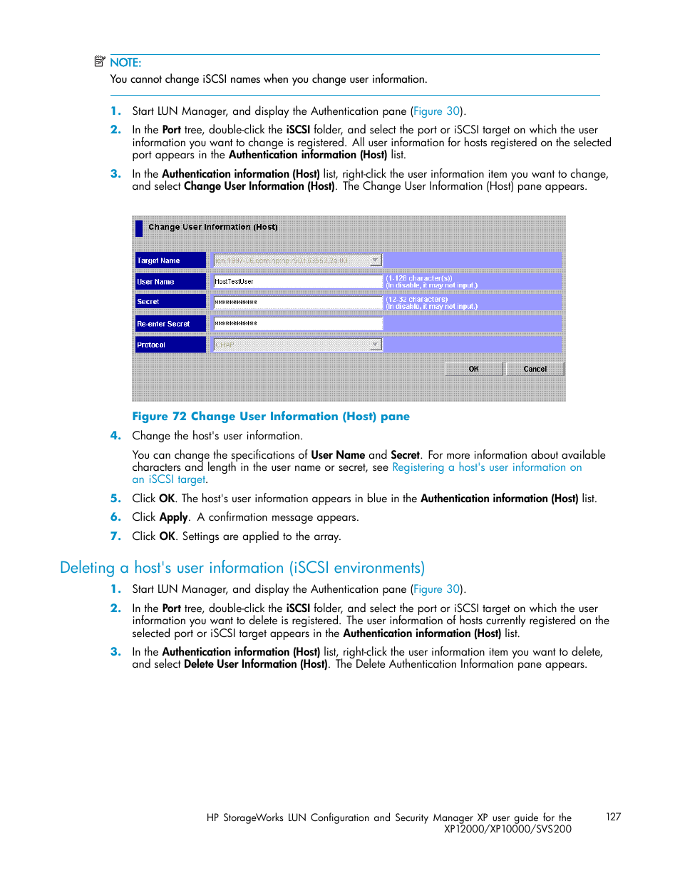 Change user information (host) pane | HP StorageWorks XP10000 Disk Array User Manual | Page 127 / 220