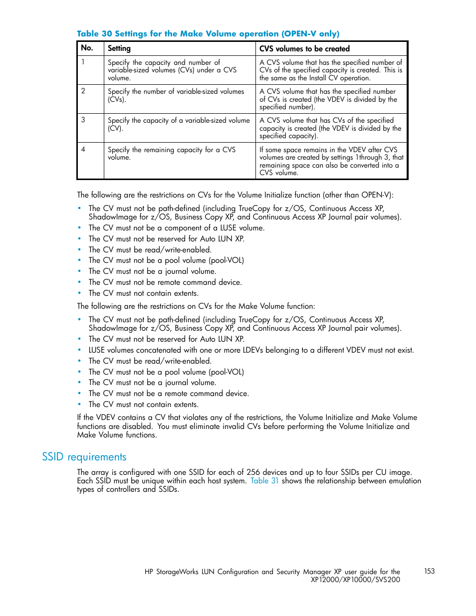 Ssid requirements | HP StorageWorks XP10000 Disk Array User Manual | Page 153 / 220