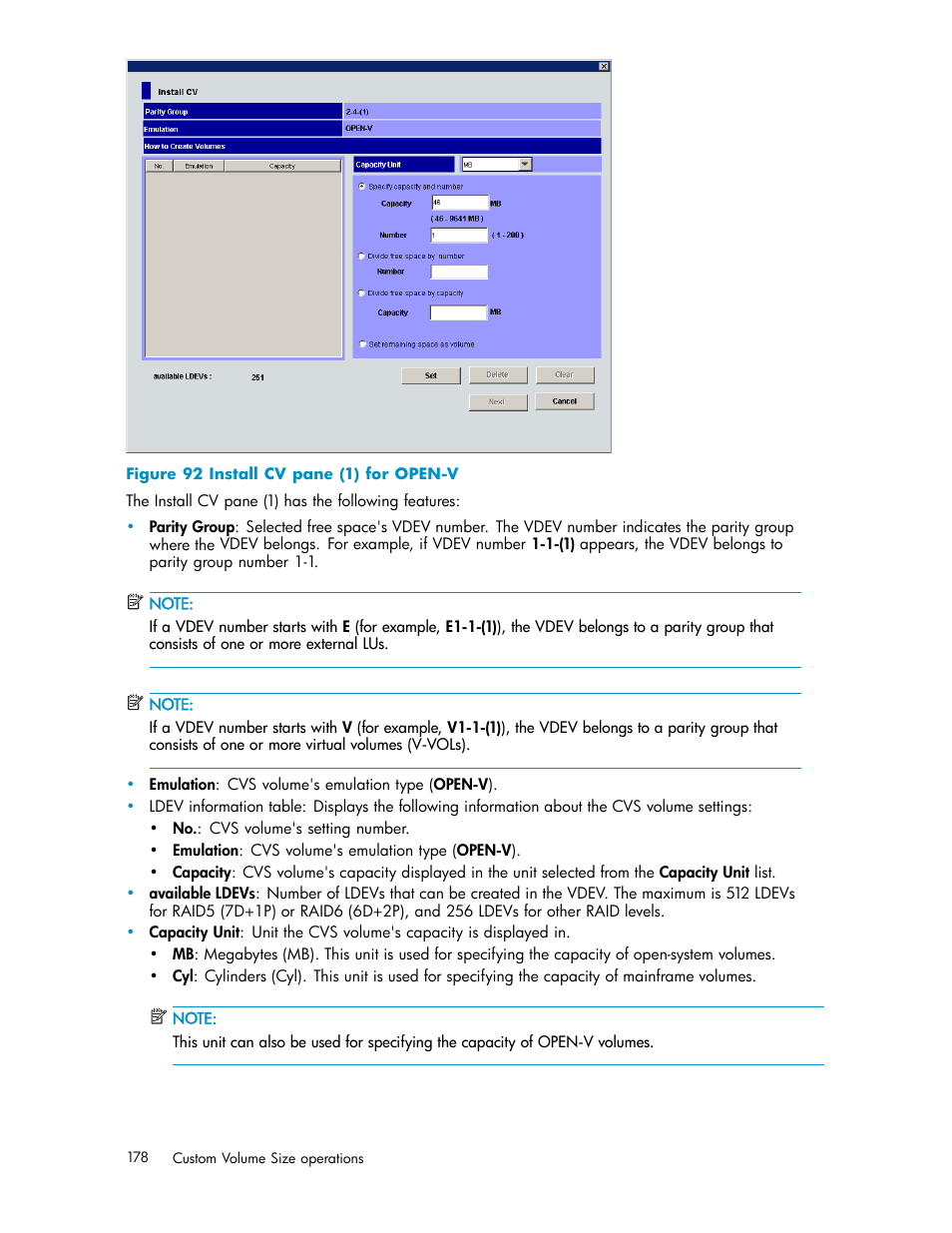 Install cv pane (1) for open-v, Figure 92 | HP StorageWorks XP10000 Disk Array User Manual | Page 178 / 220