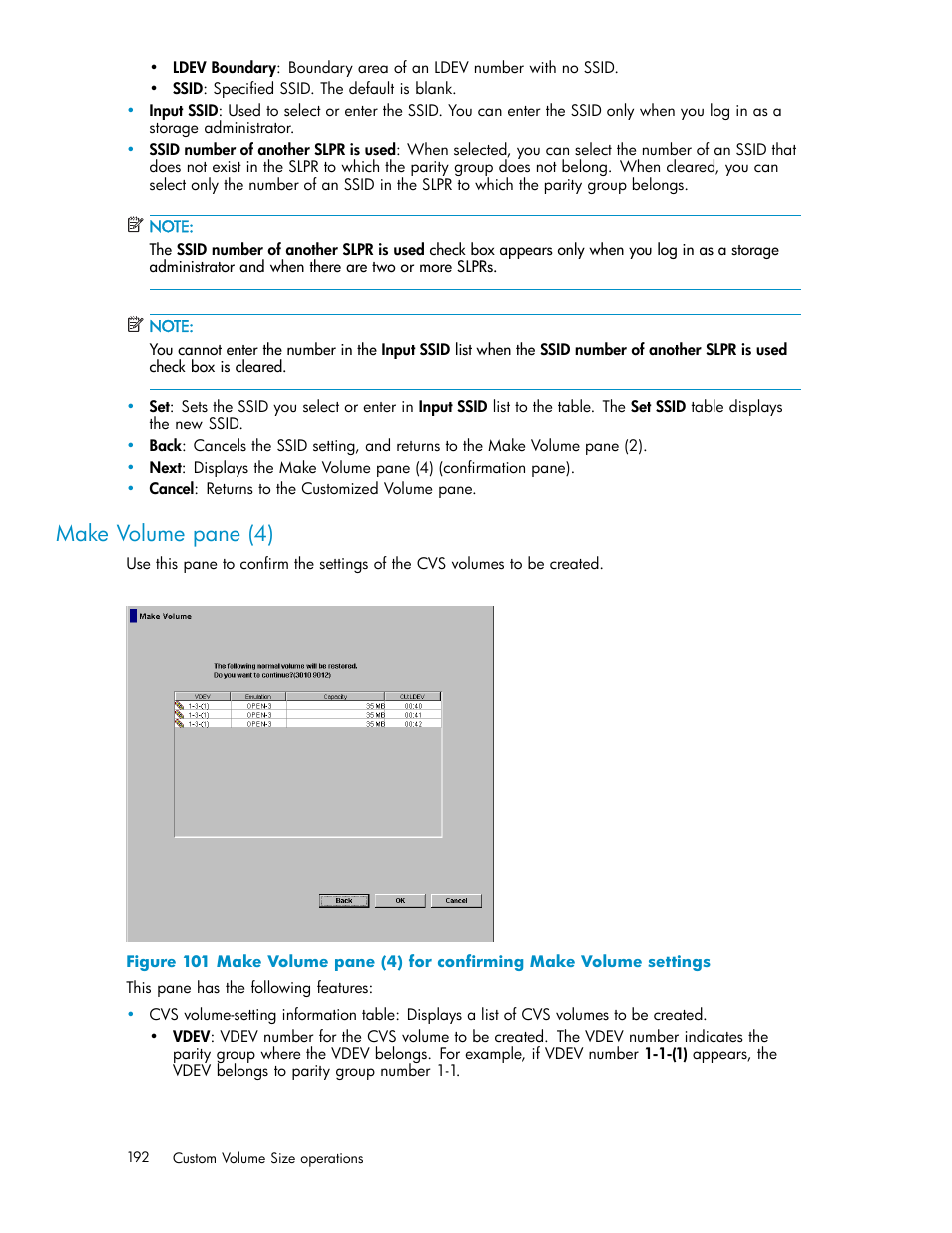 Make volume pane (4) | HP StorageWorks XP10000 Disk Array User Manual | Page 192 / 220