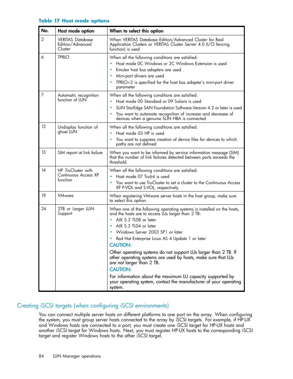 Host mode options | HP StorageWorks XP10000 Disk Array User Manual | Page 84 / 220