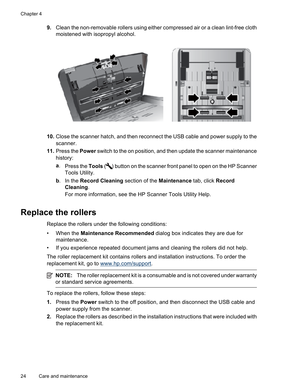 Replace the rollers | HP Scanjet 7000 Sheet-feed Scanner User Manual | Page 26 / 45