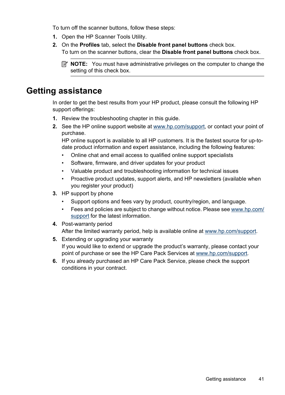 Getting assistance | HP Scanjet 7000 Sheet-feed Scanner User Manual | Page 43 / 45