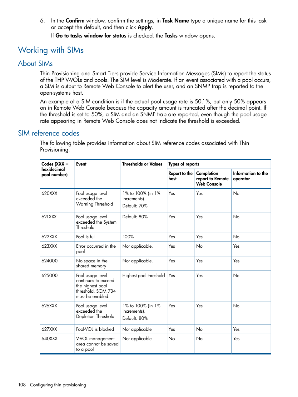 Working with sims, About sims, Sim reference codes | About sims sim reference codes | HP XP P9500 Storage User Manual | Page 108 / 367