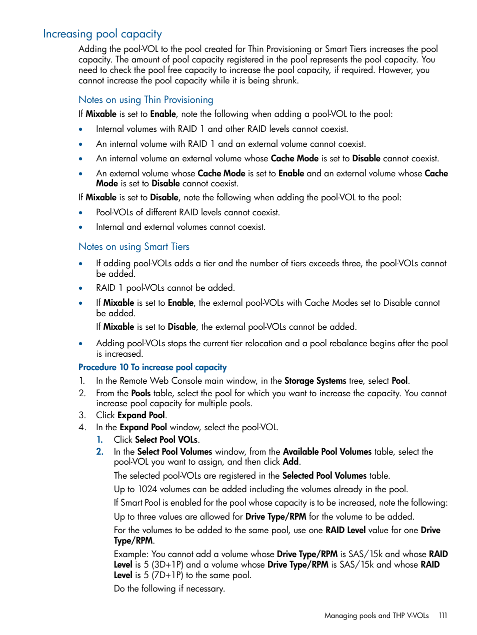 Increasing pool capacity | HP XP P9500 Storage User Manual | Page 111 / 367