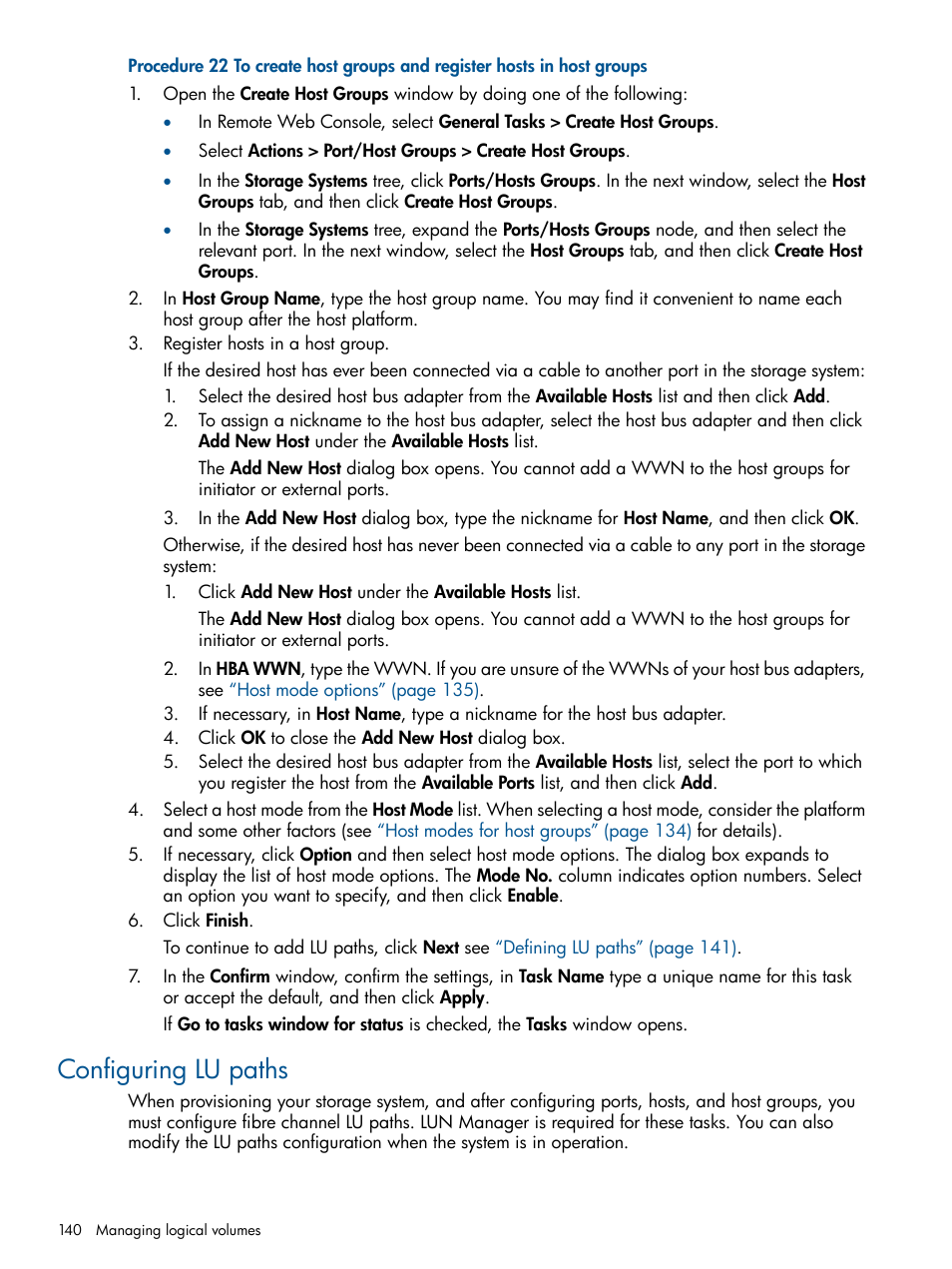 Configuring lu paths | HP XP P9500 Storage User Manual | Page 140 / 367