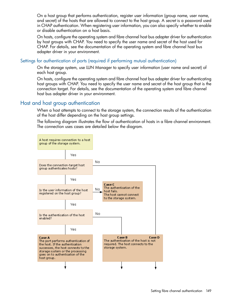 Host and host group authentication | HP XP P9500 Storage User Manual | Page 149 / 367