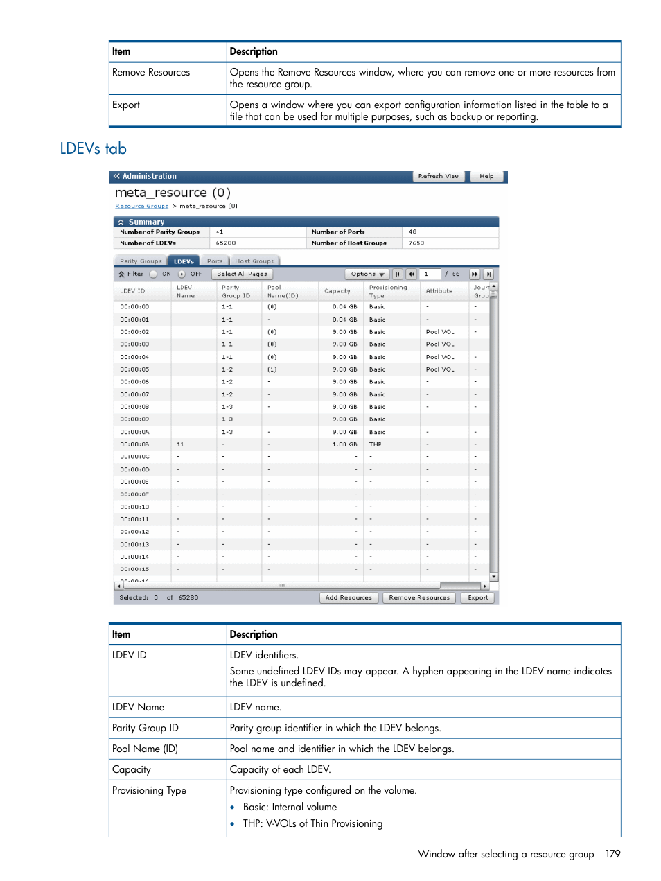 Ldevs tab | HP XP P9500 Storage User Manual | Page 179 / 367