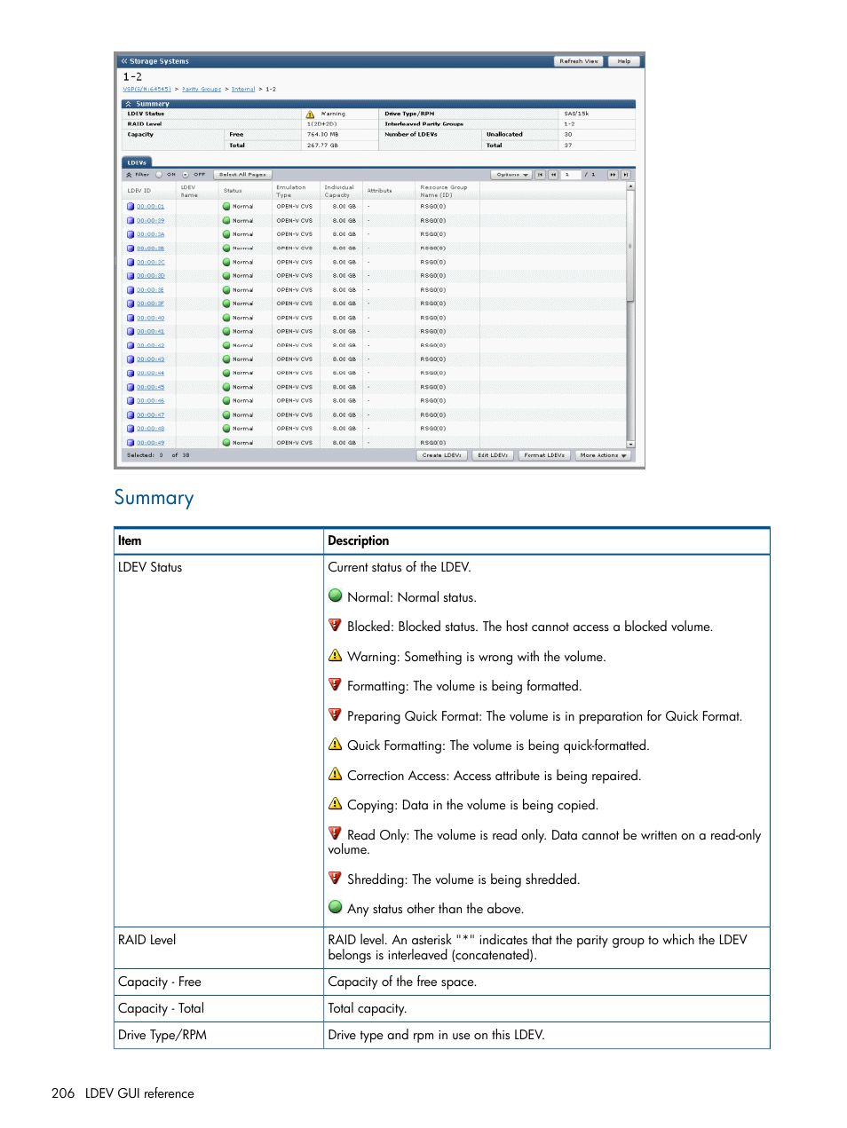 Summary | HP XP P9500 Storage User Manual | Page 206 / 367