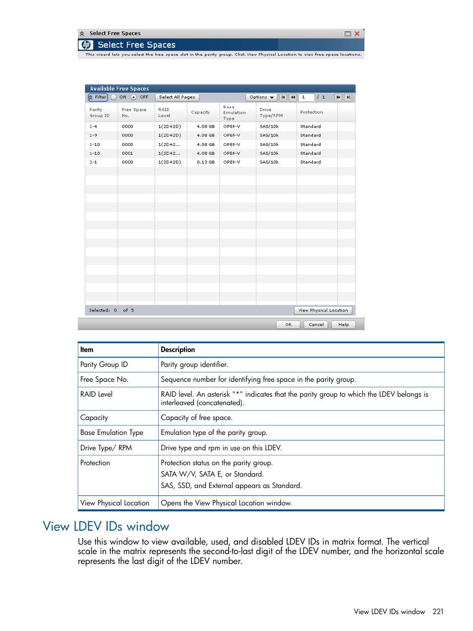 View ldev ids window | HP XP P9500 Storage User Manual | Page 221 / 367