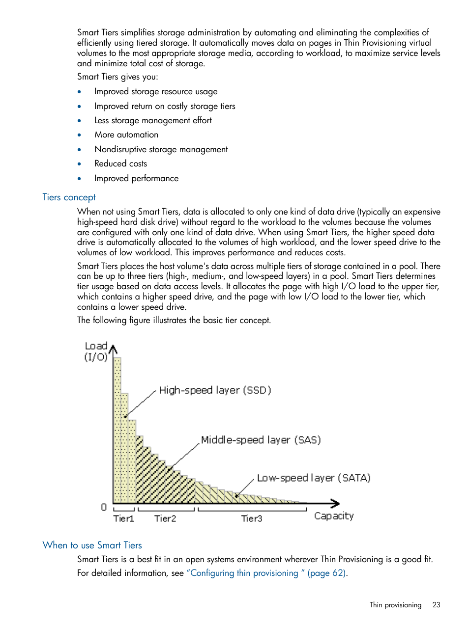 Tiers concept, When to use smart tiers, Tiers concept when to use smart tiers | HP XP P9500 Storage User Manual | Page 23 / 367