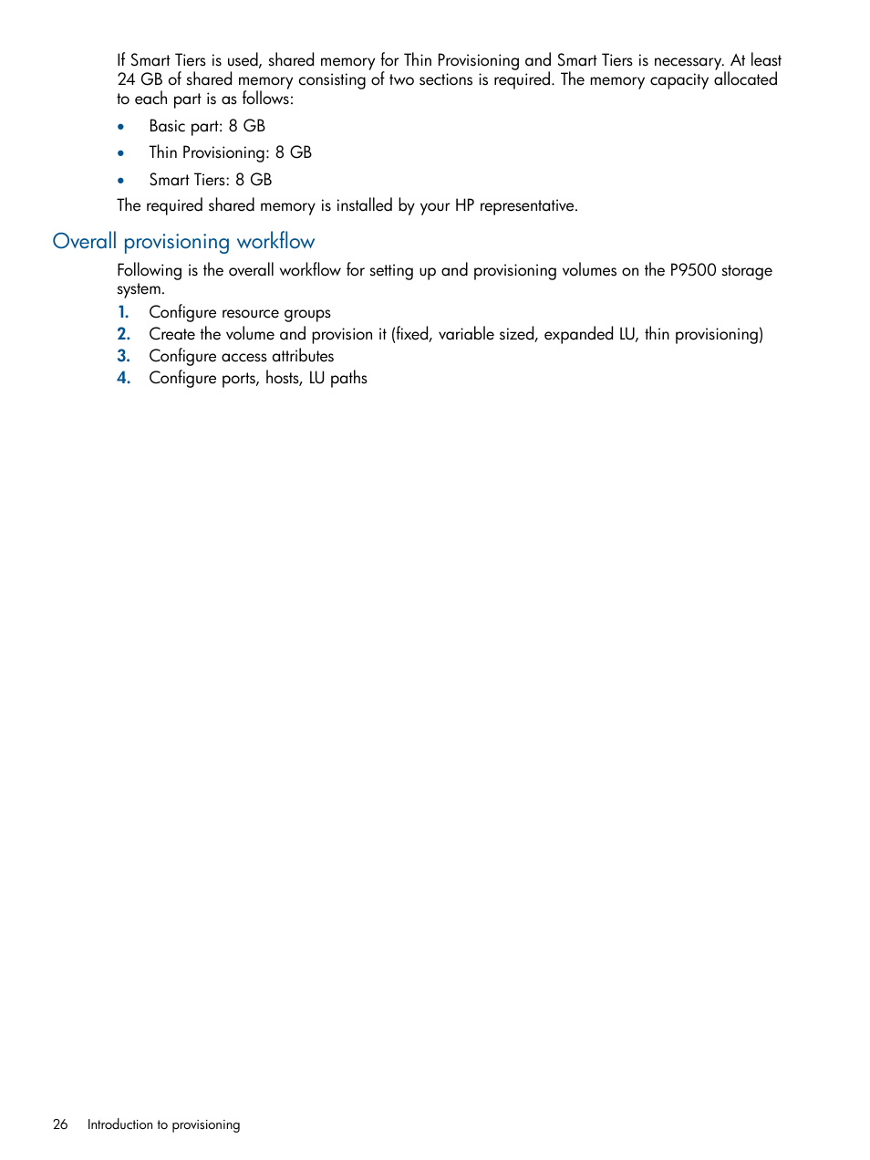 Overall provisioning workflow | HP XP P9500 Storage User Manual | Page 26 / 367